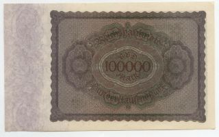 Reichsbanknote 100000 Hunderttausend Mark 1923 Currency Money Germany - BD542 2