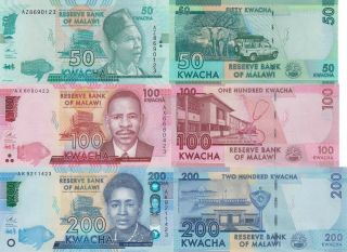 Malawi 4 Note Set: 20 To 200 Kwacha (1.  1.  2016) - P63c,  P64c,  P65c & P60c
