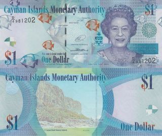 Cayman Islands 1 Dollar (2010/2016) - Qeii/fish/shells/p38d/prefix D4 Unc