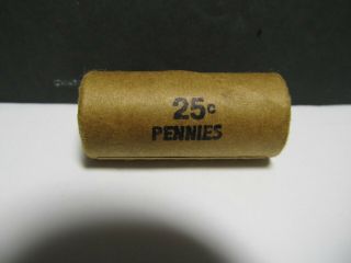 1958 - D Lincoln Wheat Penny Roll 1/2 Roll Bank Wrapped Bu