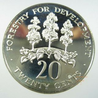 Jamaica 20 Cent 1969 - 1982 Gem Proof Forrest Trees Money Coin