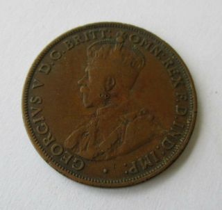 1917 Australia Commonwealth King George V Large One Cent Penny Kangaroo Coin