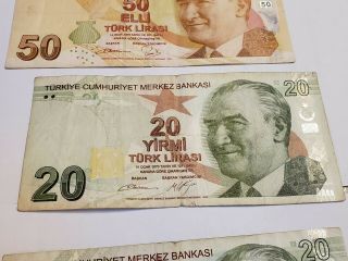 (3) Turkish lira Notes total FV 90 Liras 3