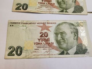 (3) Turkish lira Notes total FV 90 Liras 4