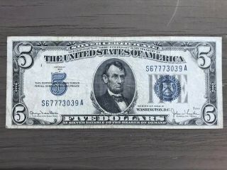 Series Of 1934 D $5 Silver Certificate; Circulated Five Dollar Note