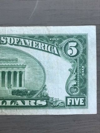 Series of 1934 D $5 Silver Certificate; circulated five dollar note 8
