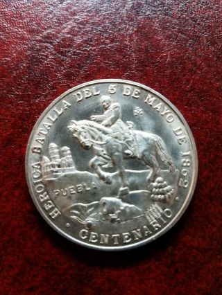 1962 Silver Medal Mexico Commemorative Batalla De Puebla 5 De Mayo