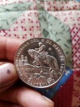 1962 Silver Medal Mexico Commemorative batalla de puebla 5 De Mayo 3