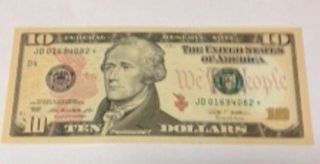 2009 United States Federal Reserve Star $10 Note Uncirculated (s17)