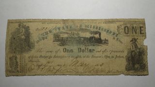 $1 1862 Jackson Mississippi Ms Obsolete Currency Bank Note Bill One Dollar