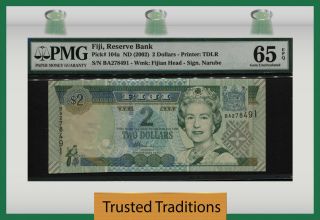 Tt Pk 104a Nd (2002) Fiji Reserve Bank $2 " Queen Elizabeth Ii " Pmg 65 Epq Gem