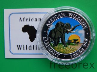 Somalia 2009 100 Shillings Elephant Colorized 1 Oz Silver