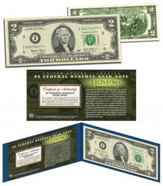 3 Consecutive Serial Number $2 Star Notes Uncirculated Crisp Minneapolis Bills