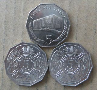 Tanzania 5 Shillingi 1971,  1972 & 1976 Unc.  Jo - 7730