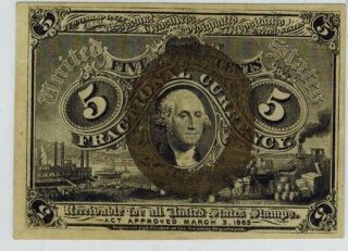 1863 2nd Issue 5c Fractional Currency Washington
