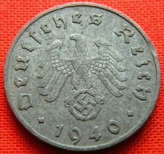 Wwii German 1940 - E 10 Reichspfennig 3rd Reich Zinc Nazi Germany Coin Wc2193