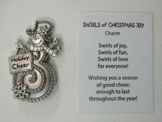 Z Holiday Cheer Swirls Of Christmas Joy Snowman Christmas Pocket Charm Figurine