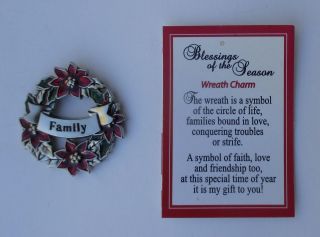 P Family Blessings Of The Season Wreath Pocket Token Charm Christmas Ganz