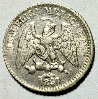 Mexico,  5 Centavos,  1897,  Gor,  Extra Fine, .  0392 Ounce Silver