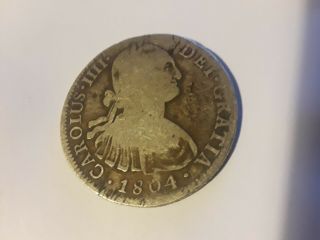 1804 Spanish 8 Reale Reales Silver Coin Carolus Iiii Few Chopmarks