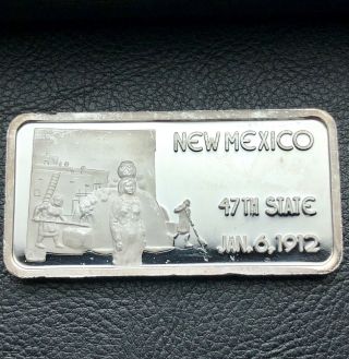 Mexico 47th State Of The Usa 1 Oz.  999 Silver Art Bar 15,  000 Minted (9322)