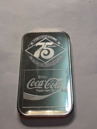 Coca - Cola 1 Troy Oz Silver Art Bar 1976 Louisville Ky 999 Fine Coke Drink