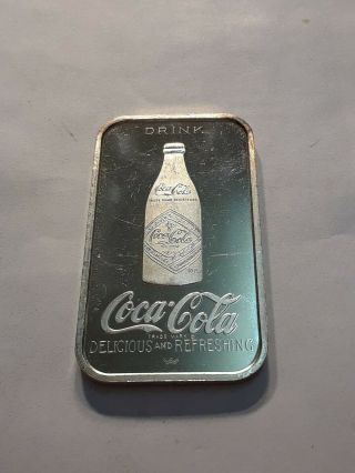 COCA - COLA 1 TROY OZ SILVER ART BAR 1976 LOUISVILLE KY 999 FINE COKE DRINK 2