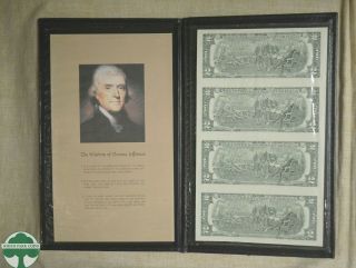 Uncut Sheet Of 4 Series 2003a $2 Federal Reserve Notes - York - In Folder