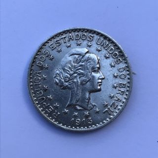 Brazil Coin 1000 Reis 1913 A Silver Km 513