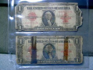 (2) 1923 Series Red Seal $1.  Large Size U.  S.  Notes.  Affordable