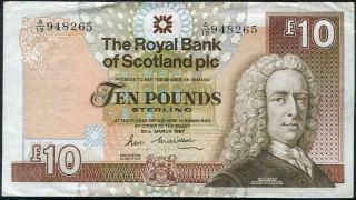 Scotland,  Royal Bank Of Scotland 10 Pounds,  1987 Banknote