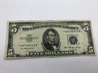 1953 $5 Five Dollar Blue Seal Silver Certificate Star Note 08706019a