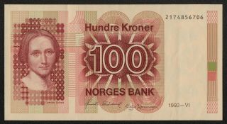 Norway (p43d) 100 Kroner 1989 Xf,