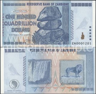 Zambibwe Za $100 Quadrillion Spoof Fantasy Art Note Of Zimbabwe $100 Trillion