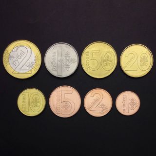Belarus Set 8 Coins,  1 2 5 10 20 50 Kopeeck,  1 2 Rubles,  2009,  Unc