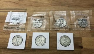 7 Liberty Walking Silver Dollars 1942f,  1935 - S Vg,  1936 - S 1936 - D Vg,  32,  42&43