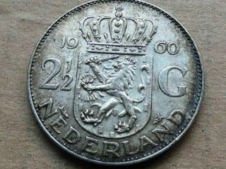 Netherlands - Juliana - 2,  5 Gulden 1960 Silver 15 Gram 0.  720 Ag (6216