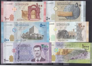 Syria 50 100 200 500 1000 2000 Lira Pound 2009 2015 P112 113 114 115 116 117 Set