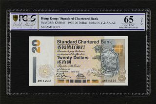 1997 Hong Kong Standard Chartered Bank 20 Dollars Pick 285b Pcgs 65 Opq Gem Unc