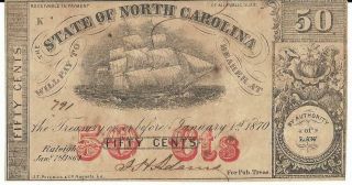 Csa North Carolina Fractional Bank Note,  50 Cents,  Issued 6/1/64,  Cr149a,  Uncir
