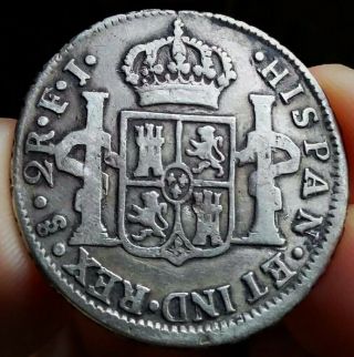 1805 2 Reales Santiago Chile Carolus Iiii