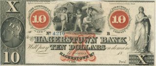 The Hagerstown Bank $10 Bank Note Hagerstown,  Md No.  4210