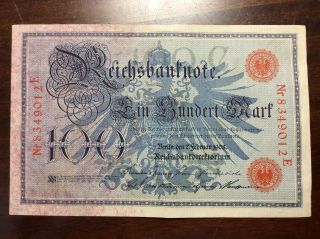 1908 100 Mark Germany Reichsbanknote Germany Banknote Red Stamps
