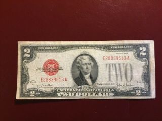 1928 - G $2 - Two Dollar Bill Red Seal Us Note Circulated