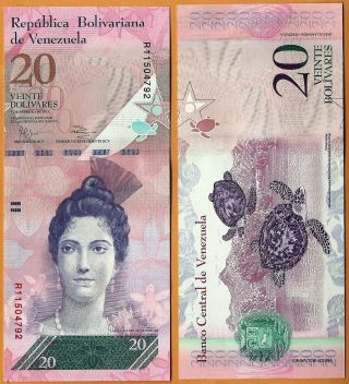 Venezuela 2011 Unc 20 Bolivares Banknote Paper Money Bill P - 91d