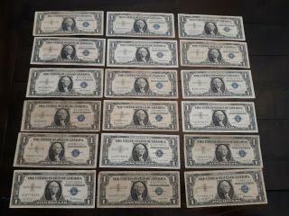 Set Of 18 - 1935 - 1957 $1 Silver Certificates Vg - Xf One Star Note