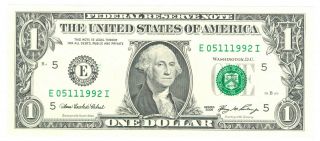 2006 $1 Federal Reserve Note - Number " 2 " In Field Error - Richmond,  Va.  - Unc.