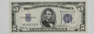 1934 C $5 Silver Certificate Note Choice Cu Crisp Uncirculated Fr.  1653 (318a)