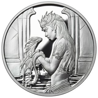 1 Oz Silver Coin Proof Anne Stokes Dragons Water Dragon 4th In Series 3000