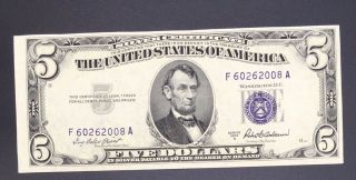 1953 ($5) Five Dollar Blue Seal Silver Certificate Uncirculated F60262008a